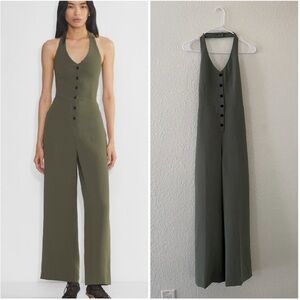Aritzia Wilfred Upscale Olive Green Halter Jumpsuit